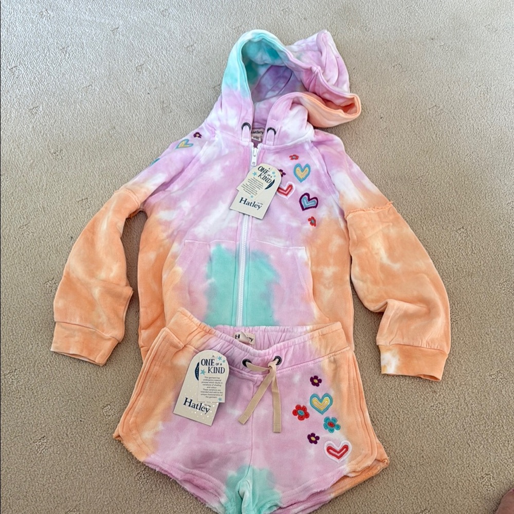 Hatley Multicolor Tie-Dye Hoodie and Shorts Set